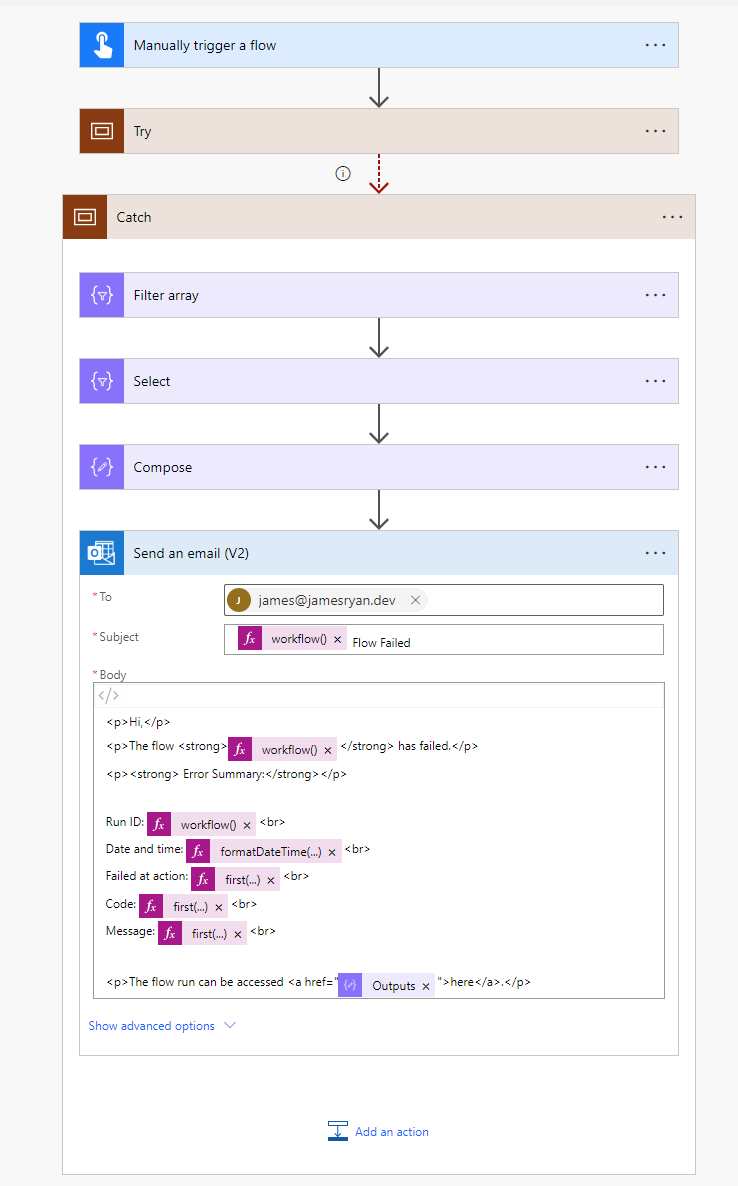 Screenshot of Email