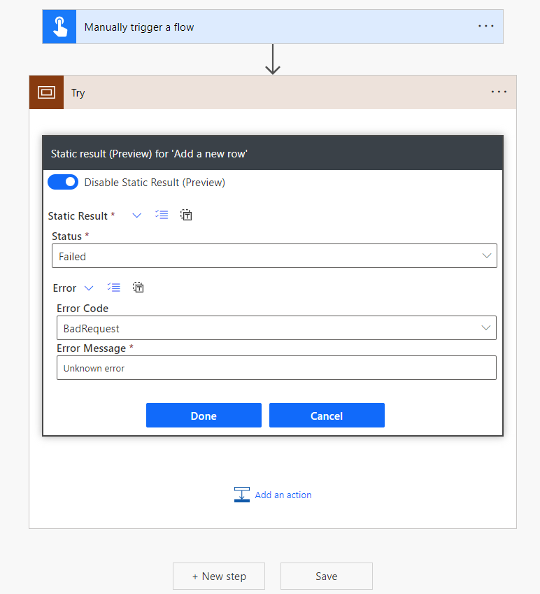 Screenshot of Enable Static Result